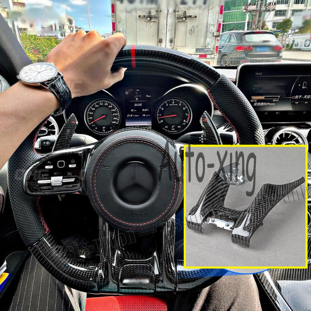 for Benz AMG W257 W213 W177 Carbon Fiber Steering Wheel Low Bottom Trim Cover 2018+