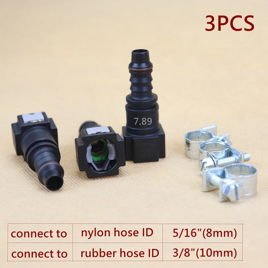 3-Piece Pack 7.89mm SAE5/16-inch Nylon Fuel Line Quick Connector Release Hose Disconnect Hose