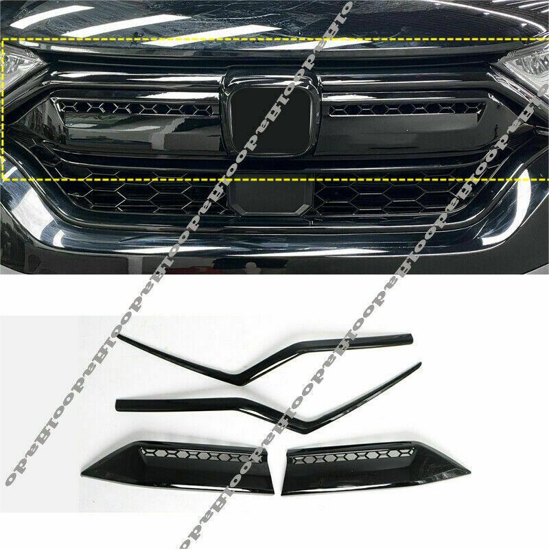 for Honda CRV CR-V 2020-2022 Black ABS Front Grille Moulding Cover Trim Kit 4Pcs