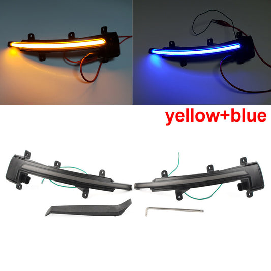 Side Mirror Dynamic Turn Signal Light for Audi TT TTS TTRS MK2 07-14 Yellow+Blue