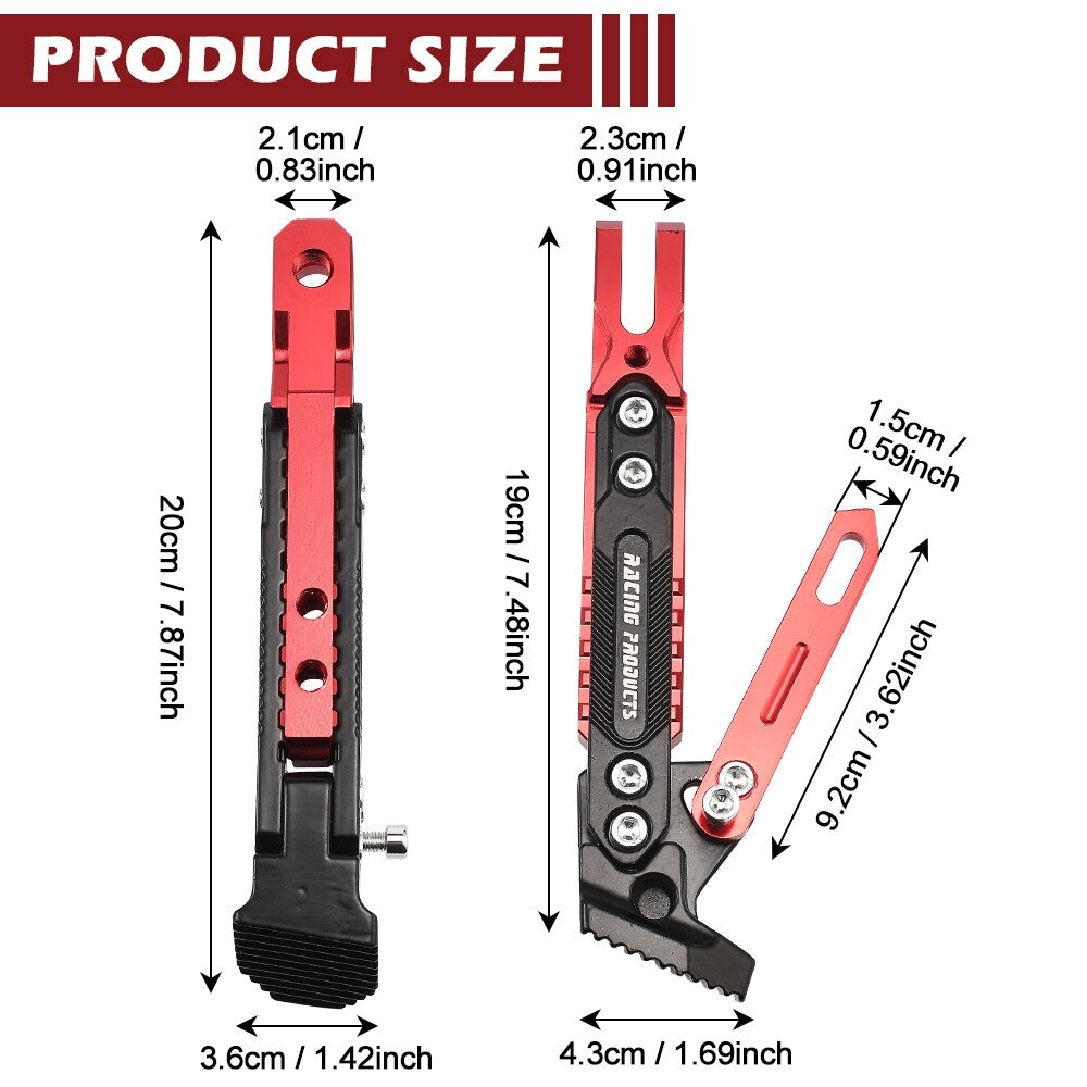 Red Motorcycle Side Stand Aluminum Alloy Short Motorcycle Motorbike Kickstand
