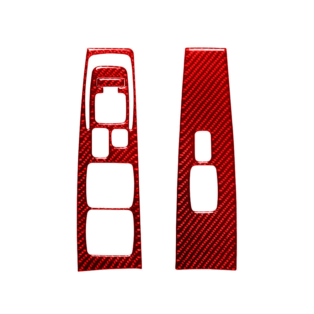 7PCS Red Carbon Fiber Window Switch Sticker Trim for Hyundai Azera 2006-2011