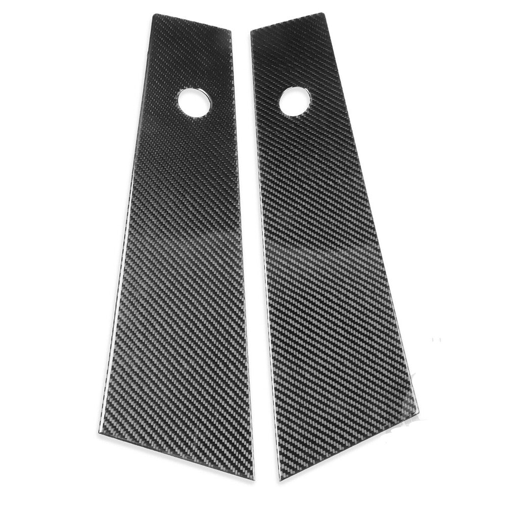 2x Carbon Fiber Exterior Car Window B-Pillar Cover Trim Strip for Tesla for Model Y