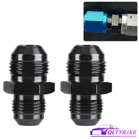 2Pcs 8AN to 10AN Male Flare Coupler Union Straight Fuel Hose Adapter Fitting Blk