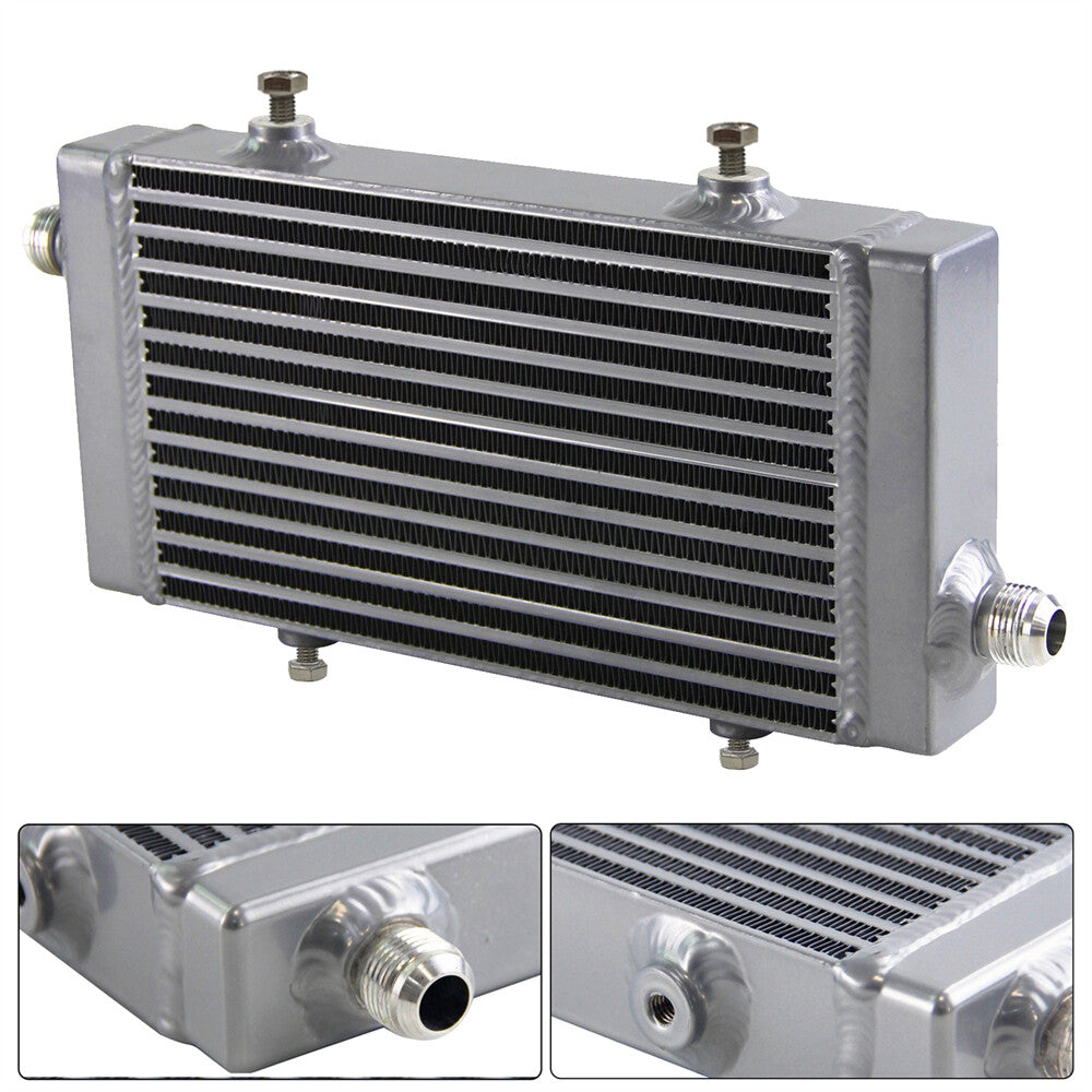 Universal Cross Flow Bar  Plate Oil Cooler Small - 10AN Silver