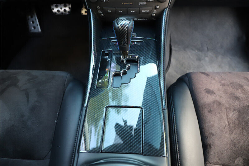 Middle Console Gear Shift Panel Trim 3PCS for Lexus IS 06-11 Black Carbon Fiber