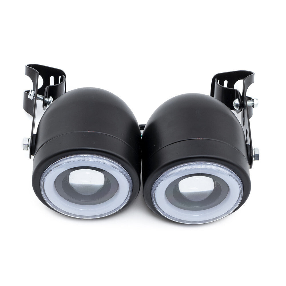 Motorcycle twin headlights with brackets for Harley Cafe Racer