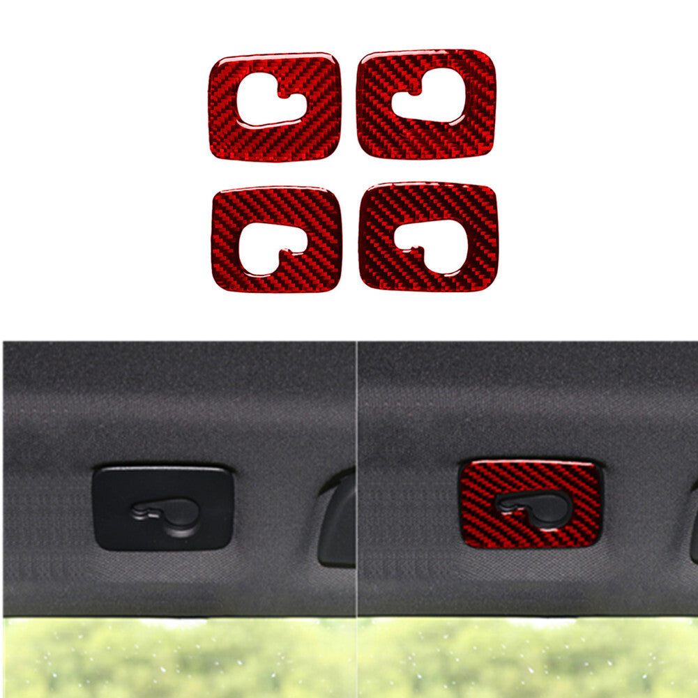Red Car Roof Hook Panel Trim Interior Carbon Fiber Sticker for Audi Q7 2016-2019