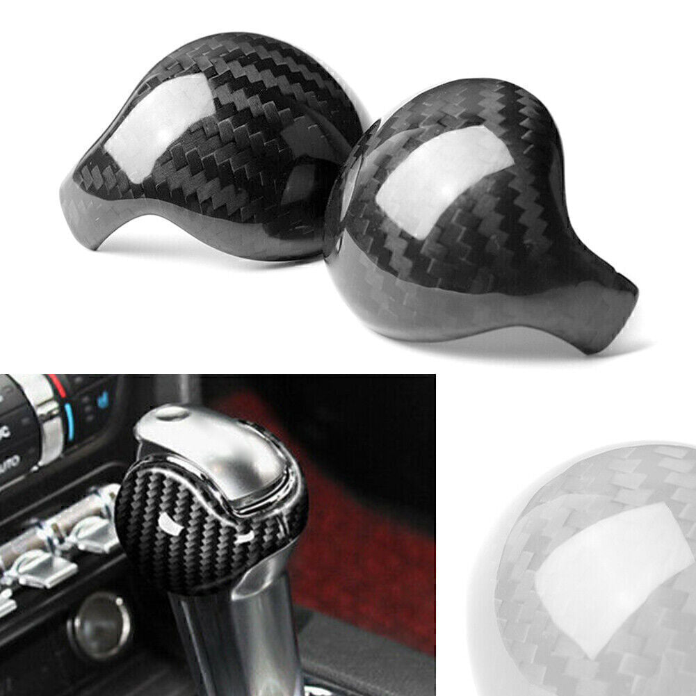 Carbon Fiber Car Interior Gear Shift Knob Trim Cover for Ford for Mustang 2015-2019