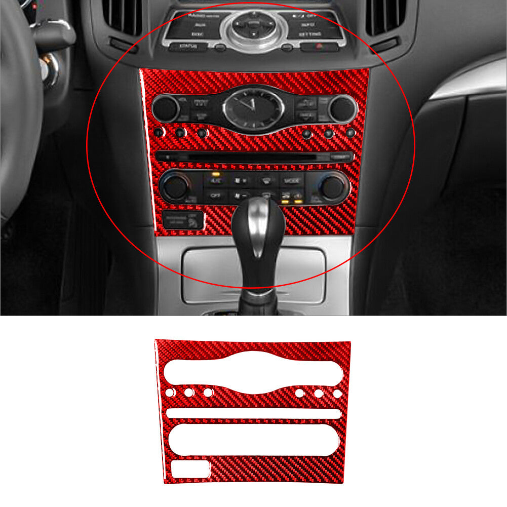 Red Carbon Fiber Console W/O Navigaiton Cover Trim for Infiniti G37 2010-2013