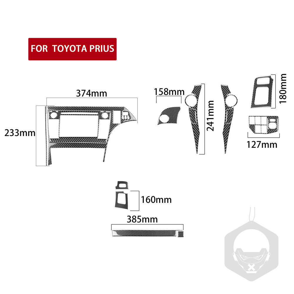 For Toyot@ Prius 2012-15 RHD Center Control Navigation Set Trim Carbon Fiber¡Á15