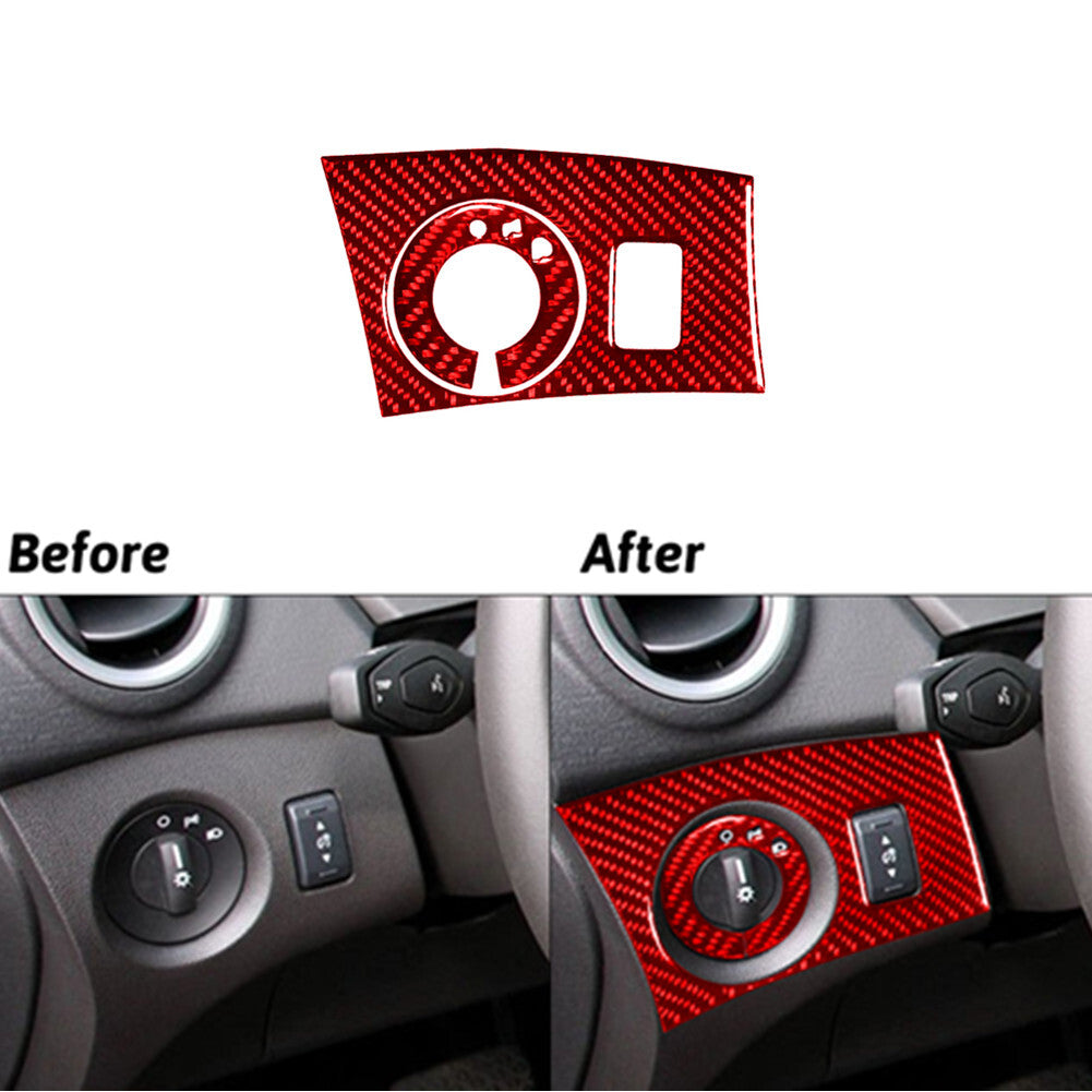 2Pcs Red Carbon Fiber Dim light control Cover Trim for Ford Fiesta 2011-2015