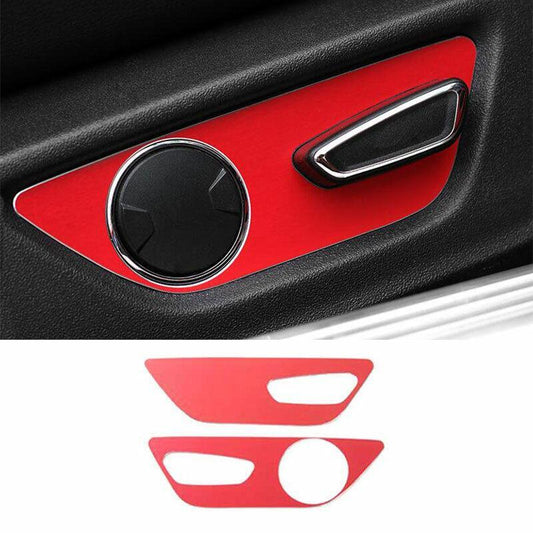 for Ford for Mustang 2015-2022 Red Aluminum for Seat Button Handle Panel Cover Trim 2PCS
