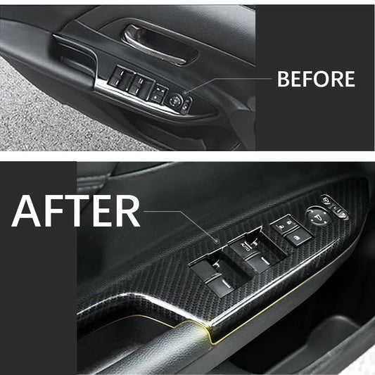 for Honda Accord 13-17 Carbon Fiber Texture Door Window Lift Panel Cover Trims