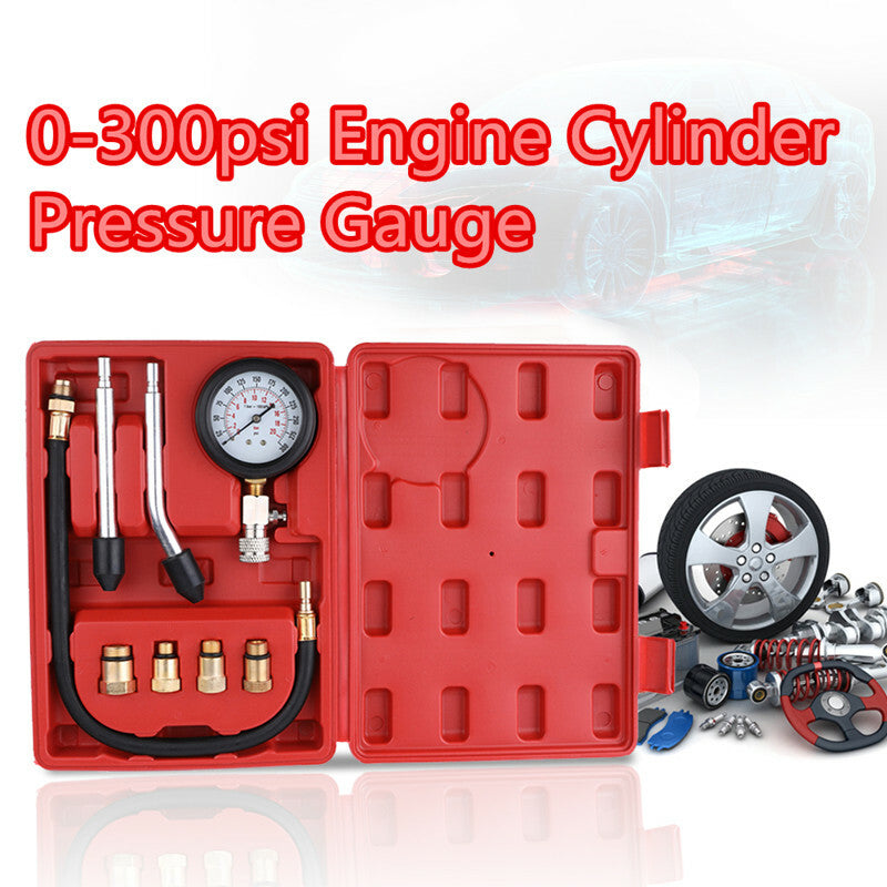 Car Petrol Gas Engine Cylinder Pressure Gauge Tester M10 M12 M14 M18 Adapter Kit