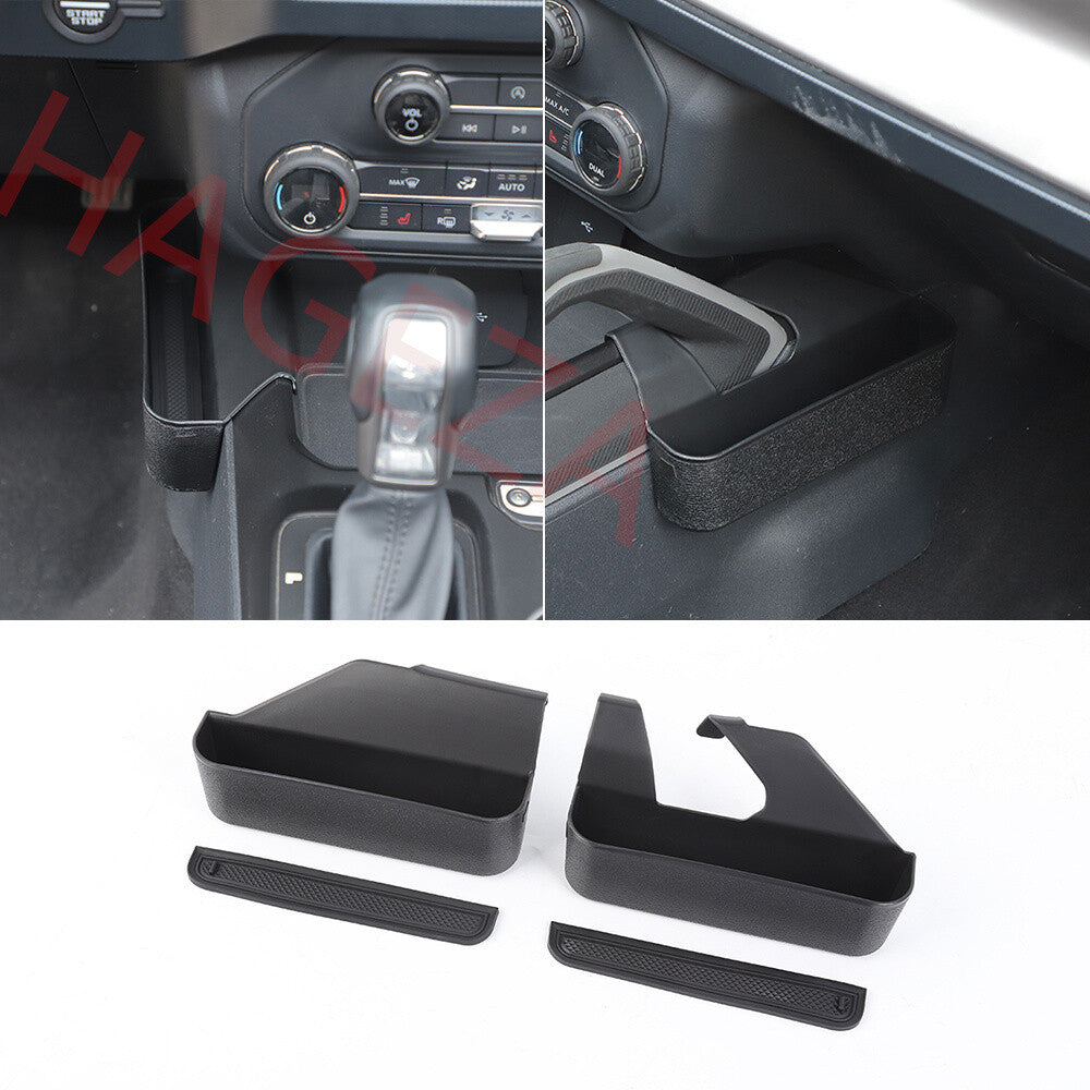 4¡ÁBlack ABS Center Console Gear Shift Side Storage Box for Ford Bronco 2021-2025