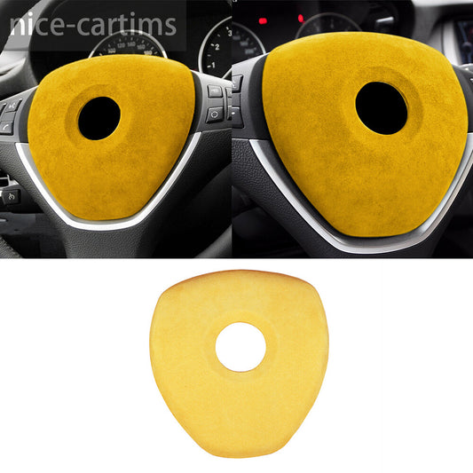 for BMW X5 E70 X6 E71 2008-13 Suede Yellow Steering Wheel Center Panel Trim High