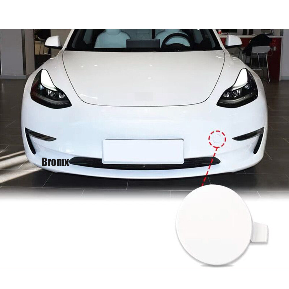 Front Bumper Tow Trailer Eye Cap Tow Hook Cover for Tesla for Model Y 2020-22 White