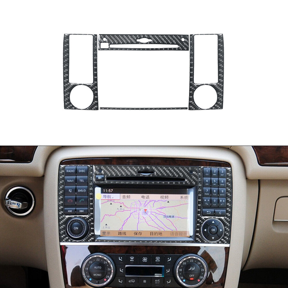 for Mercedes R-Class 2009-2012 CD Player Diaplay Trim Decor Cover Carbon Fiber