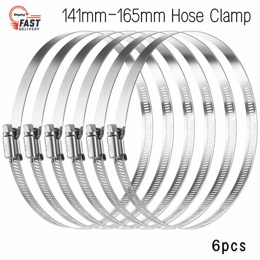 6-inch adjustable hose clamp with worm gear design, 141-165 mm adjustable hose clamp.