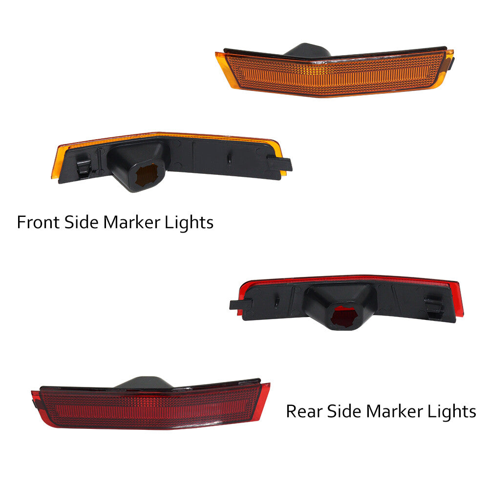 4-Piece Amber and Red Protective Cover for Front and Rear Side Marker Lights of for Lincoln MKX 2007-2010