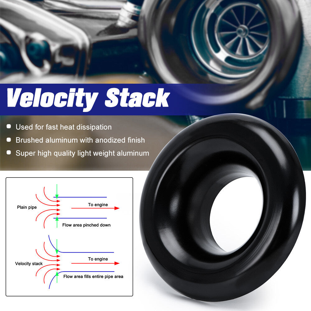 3 Inle Bellmouth Velocity Stack Adapter Air Intake Inlet Turbo Horn Cover Black