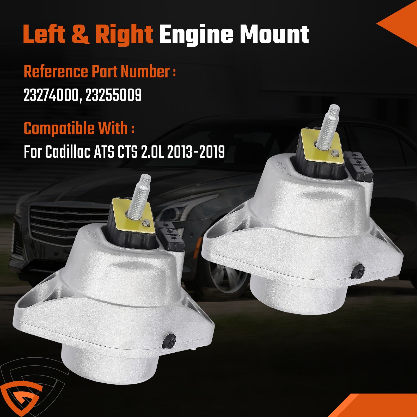 LEFT + RIGHT Engine Mount 2013-19 for Cadillac ATS CTS 2.0L 23274000 23255009