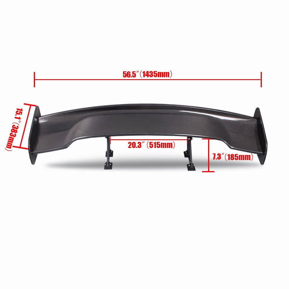 Universal JDM Carbon Fiber Rear Trunk Spoiler GT Style+Brackets