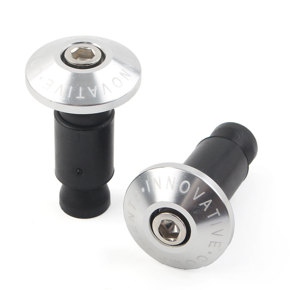 7/8 Motorcycle Bike Handlebar Grips CNC Handle Bar End Cap Plugs Slider Silver
