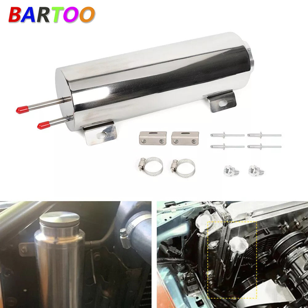 3x 10 Polished Stainless Steel Radiator Coolant Overflow Catch Puke Tank 32OZ