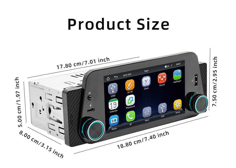 5 Car Radio For Apple Carplay Andriod Auto Stereo Multimedia Single 1 Din W/Cam