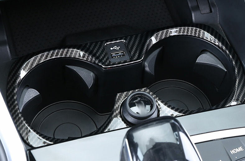 Carbon Fiber Style Watercup Cover Trim Fit for BMW 3 Series G20 2020-2022