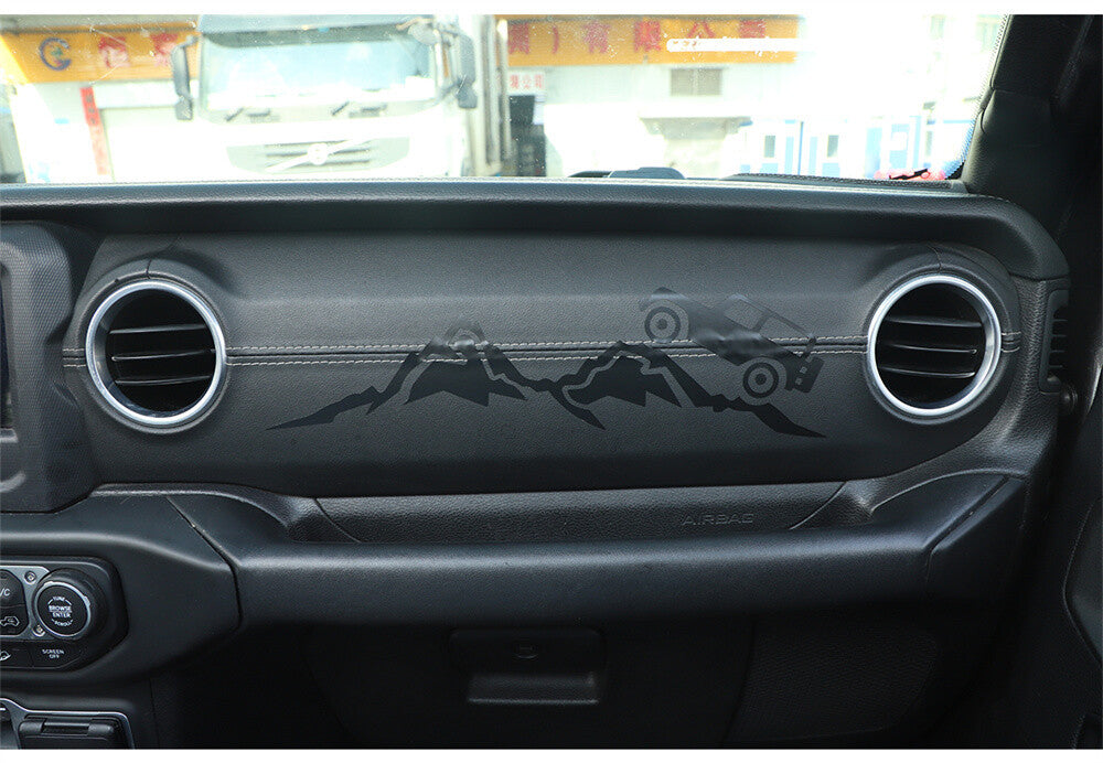 for Jeep for Wrangler JL JT 2018-23 PVC Black Dashboard for Co -pilot Decal Sticker Cover