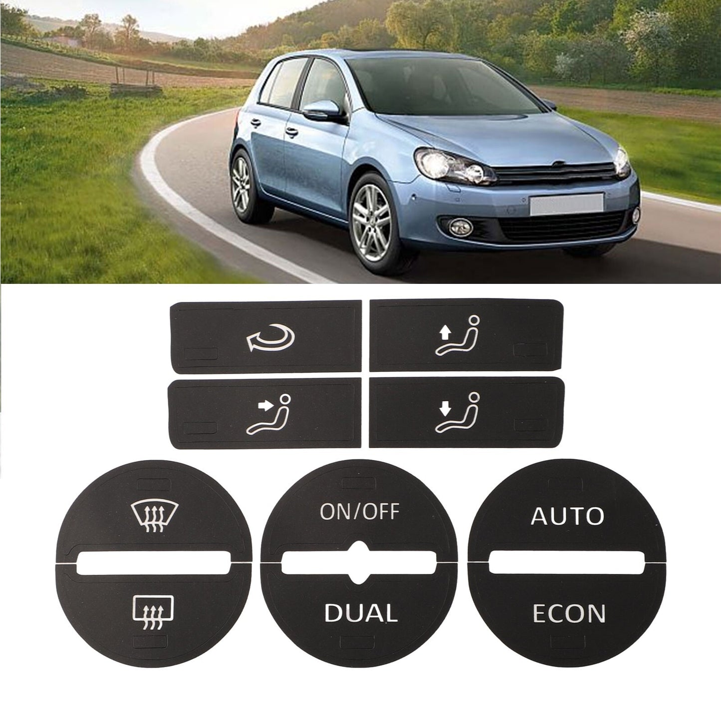 Repair kit for worn AC air conditioning control buttons on for Golf Mk5 04-08 - Decal stickers