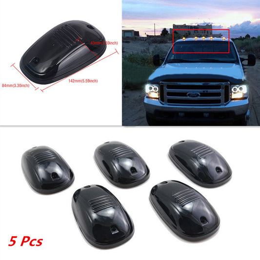 Amber LED Cab Roof Marker Running Lights 5Pc Car SUV 4x4 Black Smoked Lens Cover