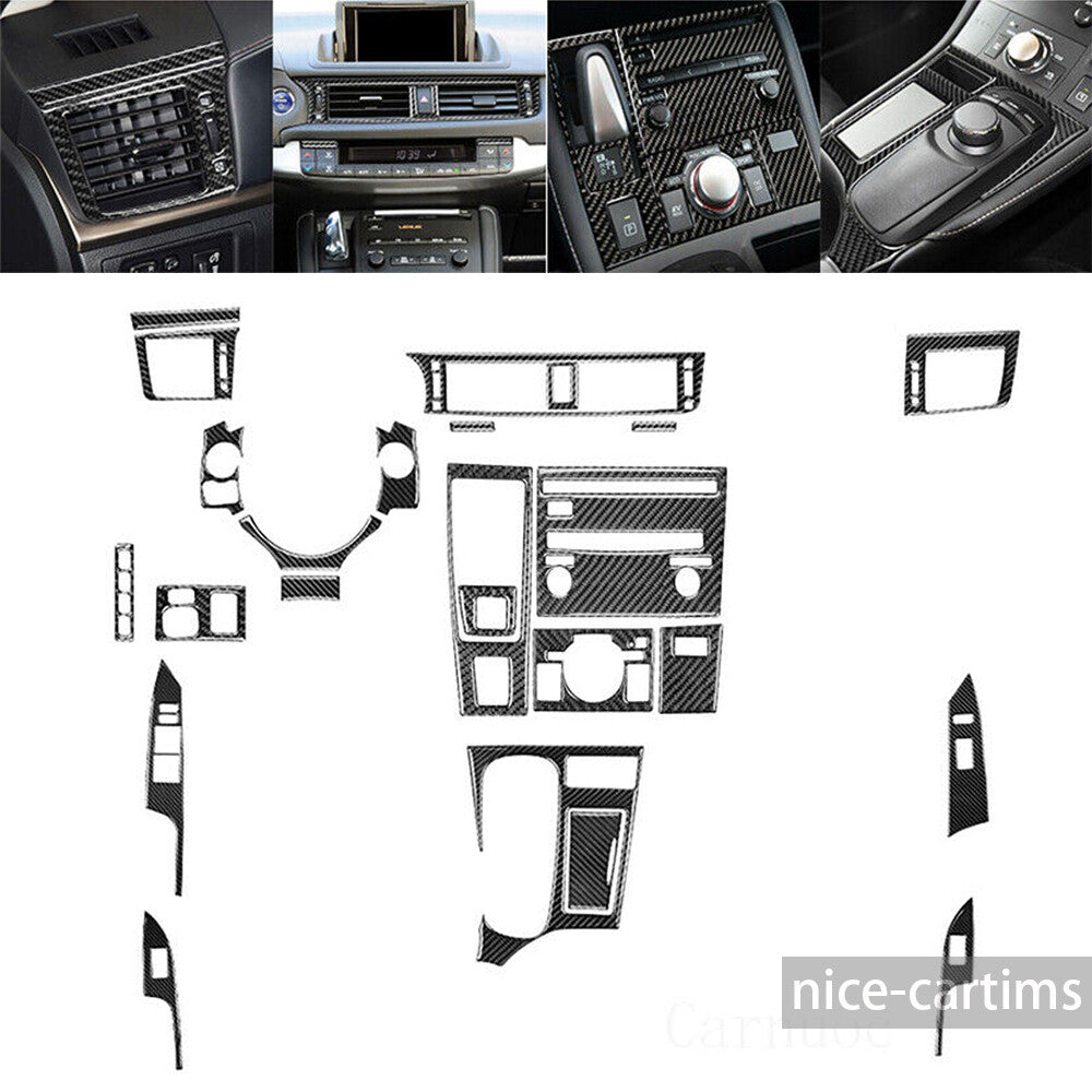 24Pcs Carbon Fiber for Lexus CT200h 2011-2017 Full Kits Interior Set Decor Trim