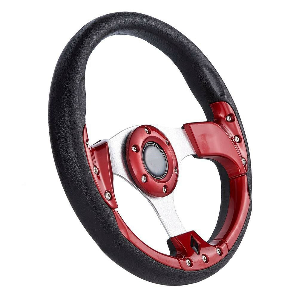 32cm Aluminum Racing Steering Wheel PVC Sports Drifting Wheel w/ Horn Button Red