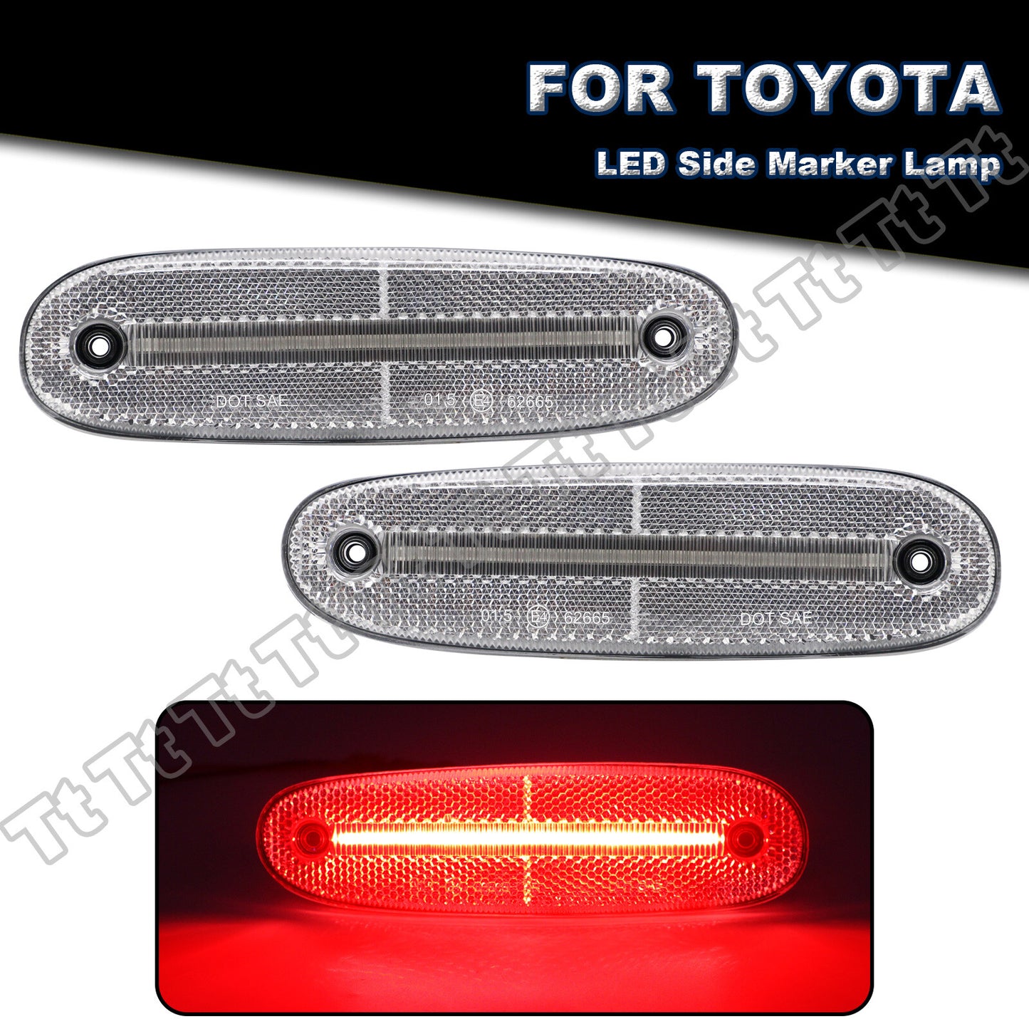 Suitable for 1993-98 for Toyota Supra JZA80, red LED rear bumper side marker light with transparent lens.