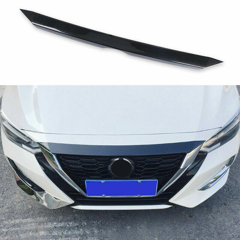 for Nissan Sentra 2020-23 Carbon Fiber ABS Front Hood Grill Cover Bonnet Trim 1x