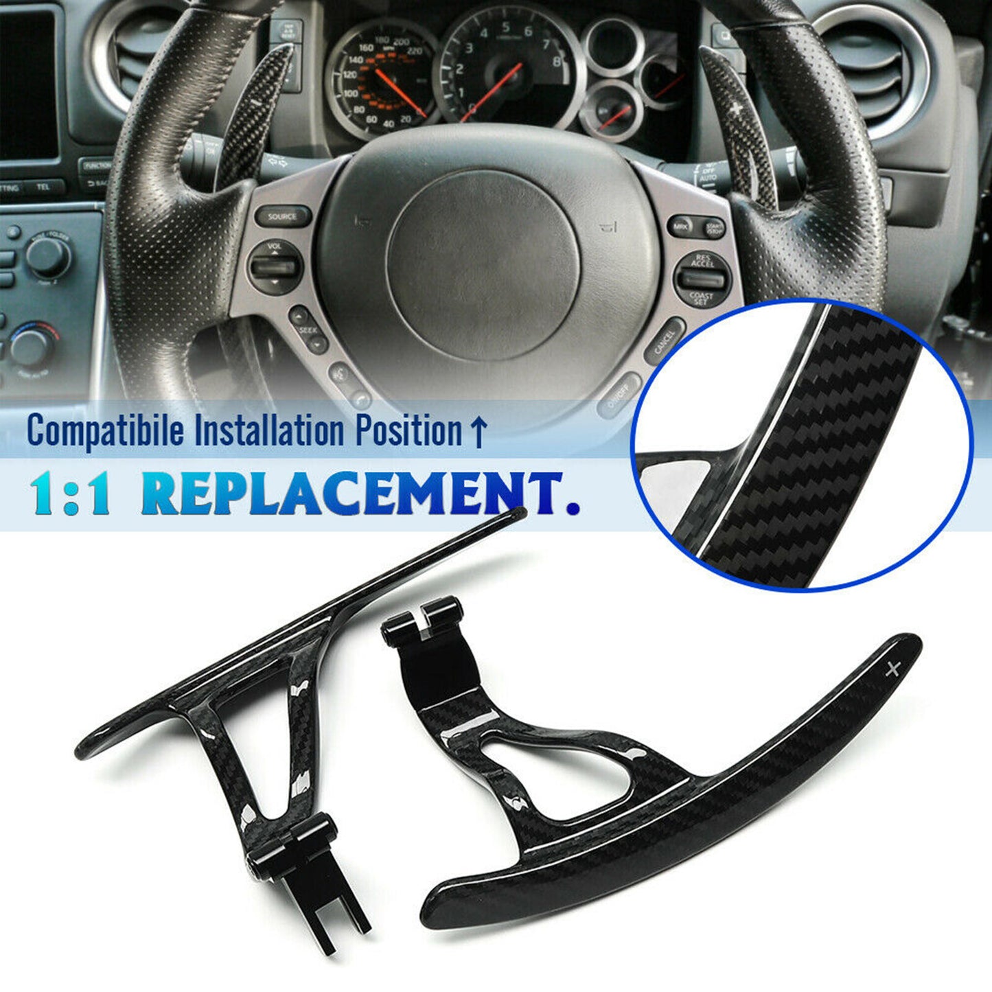 for Nissan GTR GT-R R35 2008-2016 Carbon Steering Shift Paddle Shifter Extension