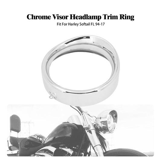 Chrome 7 Headlight Visor Ring Trim Cover Fits for Harley Softail FL 1994-2017