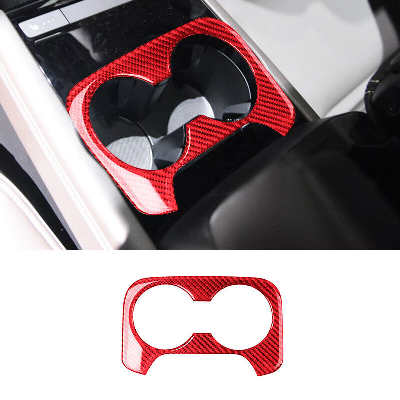 Red Carbon Fiber Interior Rear Cup Holder Cover Trim for Mazda CX-9 2016-2022