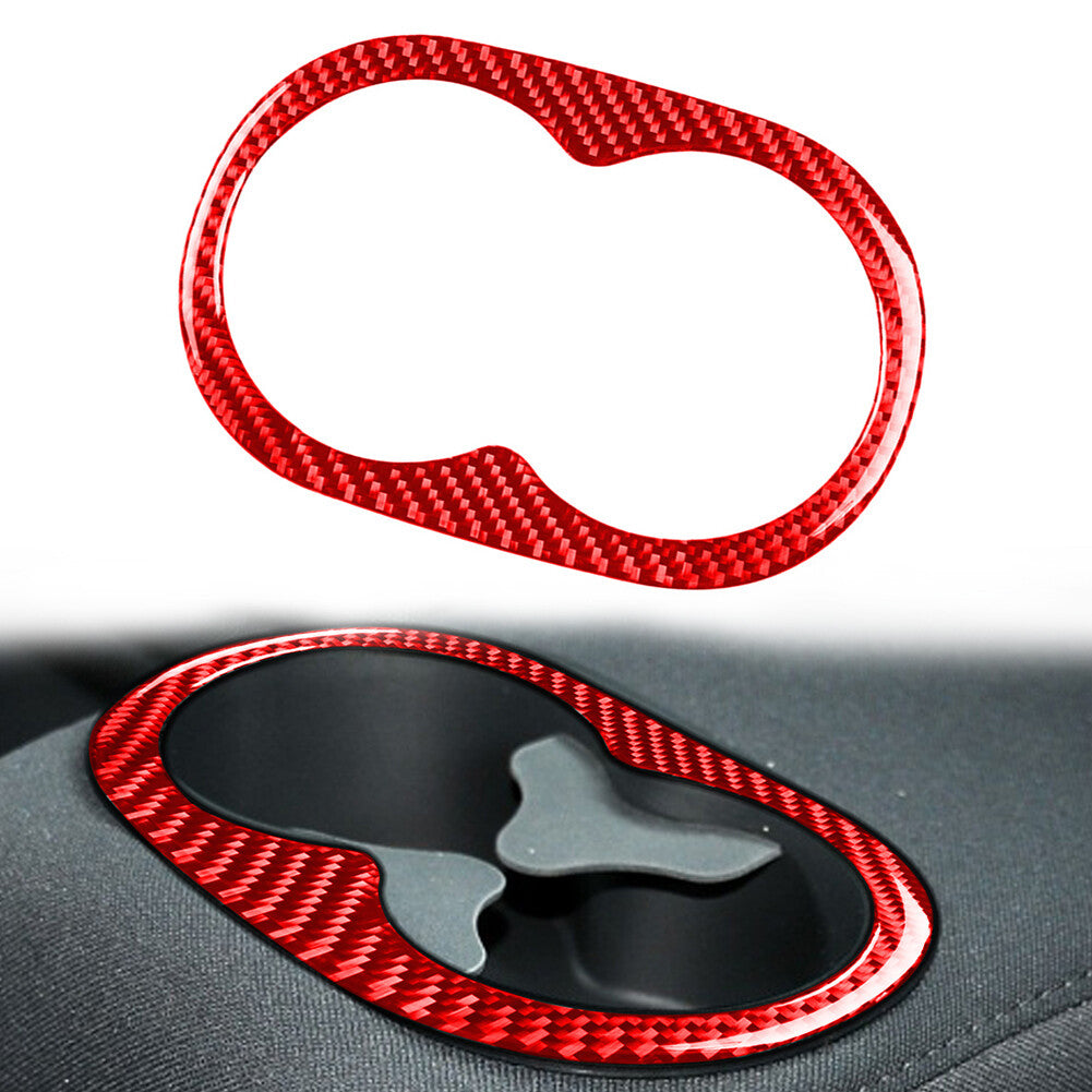 Carbon Fiber Rear Water Cup Holder Cover Trim for Dodge for Challenger 2015-2023 20