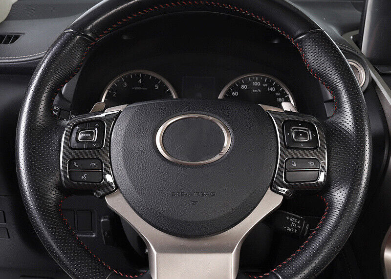 2P for Lexus NX200t 300h 2015-2021 Carbon Fiber Steering Wheel Button Cover Trim