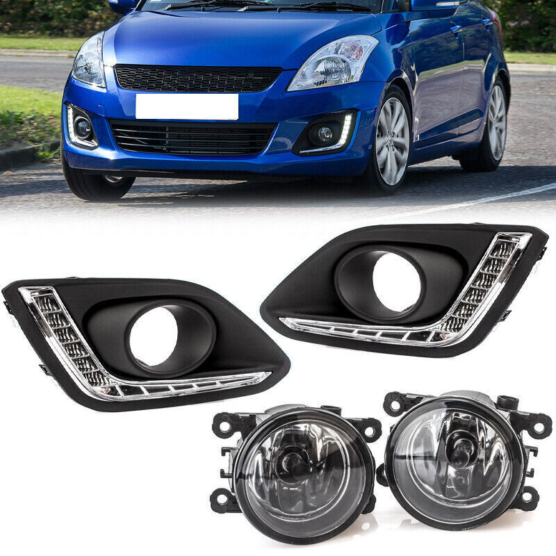 LED DRL Front Driving Running Fog Lights Cover Kit for Suzuki for Swift 2014-2016