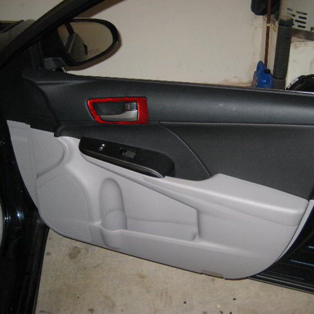 4x Red for Toyota for Camry Carbon Fiber Interior Door Handle Frame Cover 2012-2014