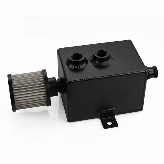 Aluminum 2L Car Oil Catch Can Tank Fuel Tanks with Breather Filter Drain Tap