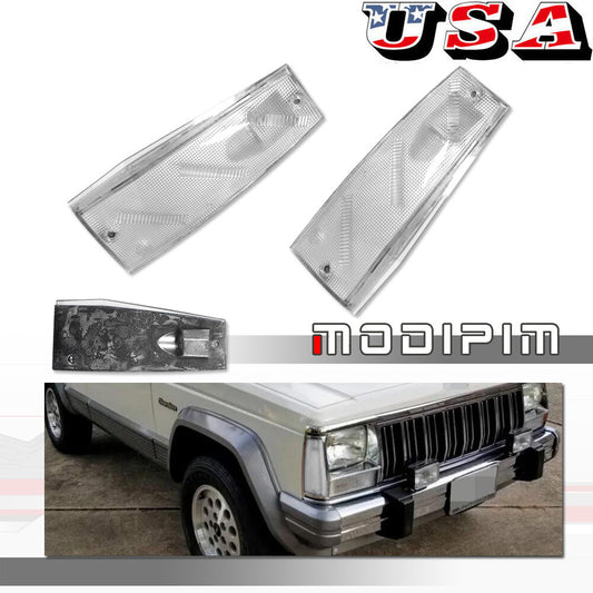 2-Piece Transparent Front Marker Lighthouse for 1984-1996 for Jeep Cherokee Wagoneer