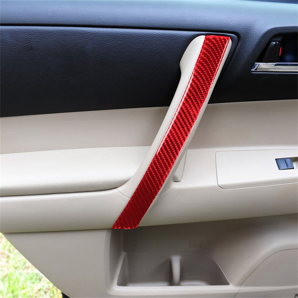 4¡ÁRed Carbon Fiber Interior Door Panel Decor Cover For Toyot@ Highlander 2008-13