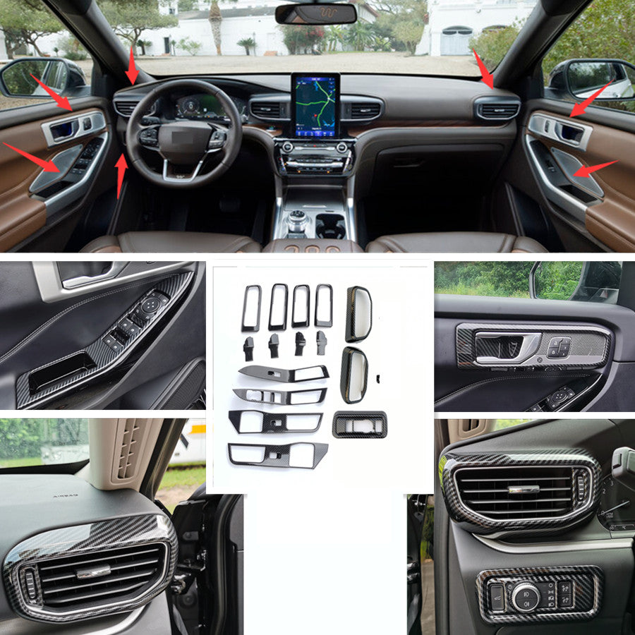 for Ford Explorer 2020-2022 Carbon Fiber Interior Car Accessories Kit Trim set